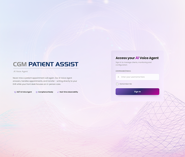AI voice agent platform — secure sign-in