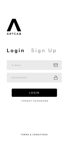 Artcab login screen
