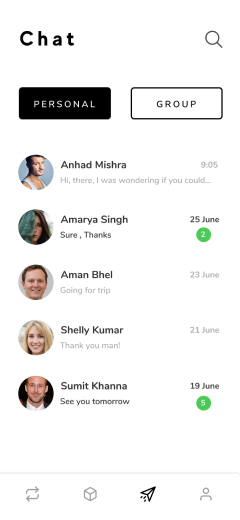 Artcab chat — personal and group conversations