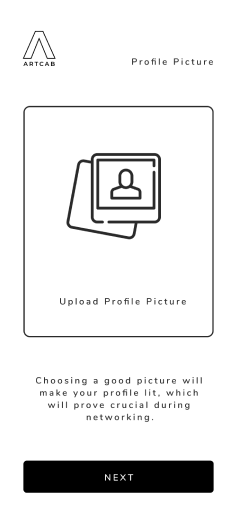 Artcab onboarding — upload a profile picture