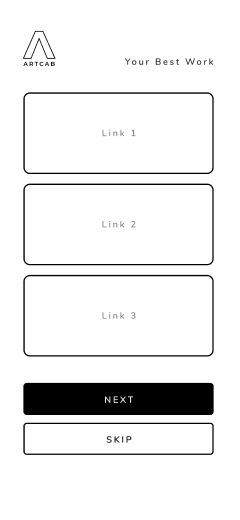 Artcab onboarding — add links to your best work