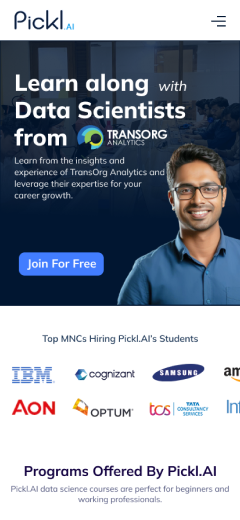 Pickl.AI mobile homepage