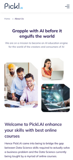 Pickl.AI mobile about page