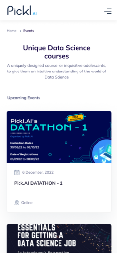 Pickl.AI mobile events listing