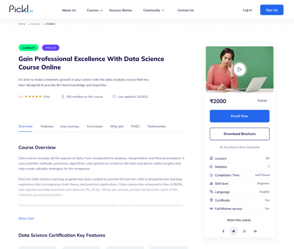 Pickl.AI course detail — curriculum and enrolment