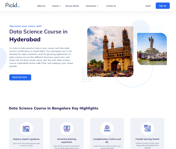 Pickl.AI city landing page — data science course