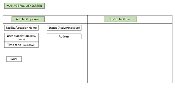 Uncarbon wireframe — manage facility screen